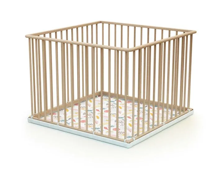 WEBABY - Parc fixe 100x100 Hêtre Brut-0