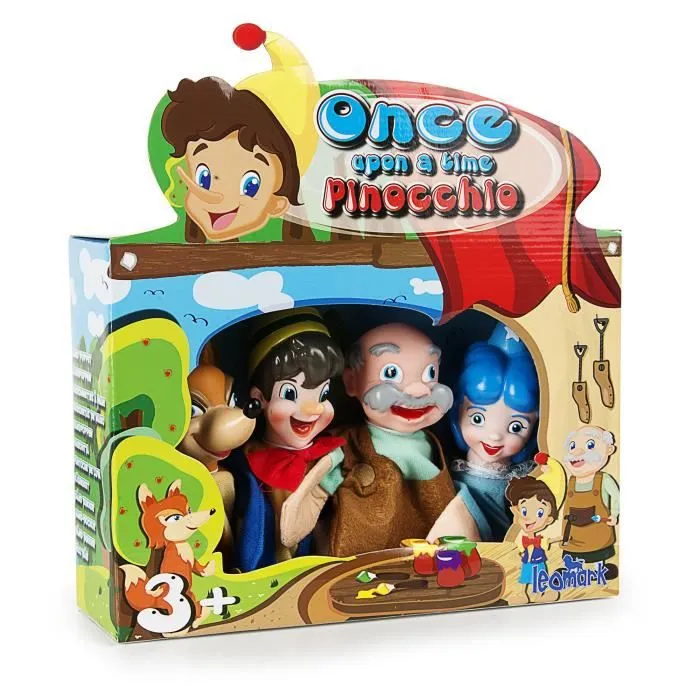 Marionnettes à main Pinocchio - LEOMARK - 4 personnages colorés - Bleu - Mixte - 2 ans garantie-1