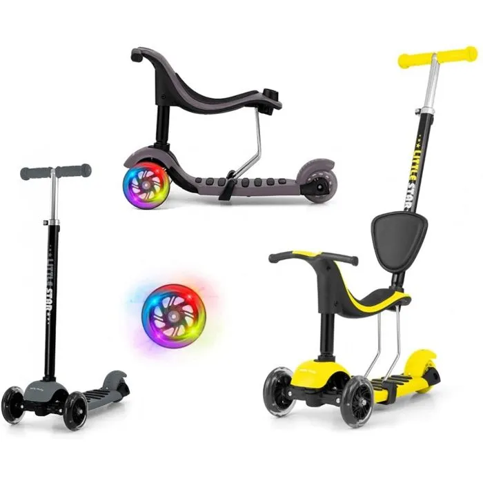 Porteur Trottinette 3 en 1 Milly Mally Little Star Jaune-1
