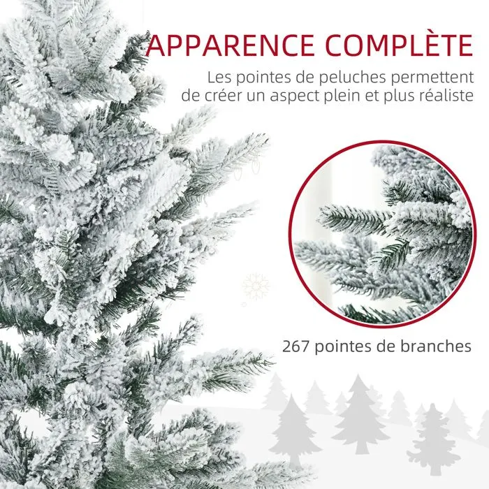 Sapin de Noël artificiel 135 cm - HOMCOM - pin naturel enneigé - 267 branches de neige - ouverture automatique - base en acier-5