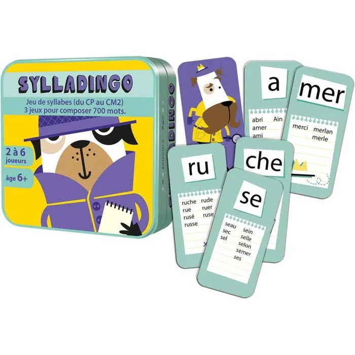 Jeu de cartes - ASMODEE - SyllaDingo - Vocabulaire Orthographe - Mixte - 2 joueurs ou plus-2