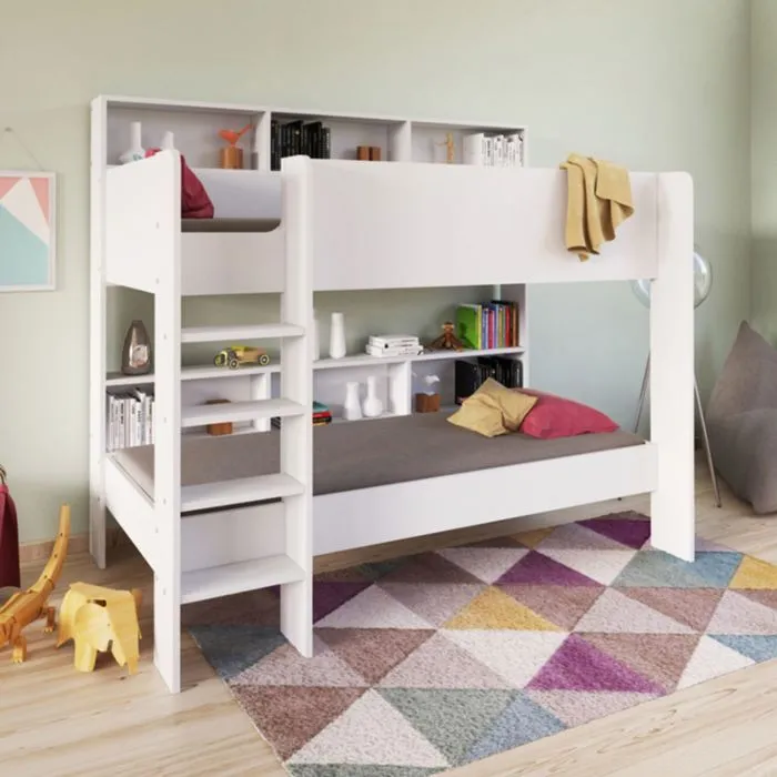 Lit superposé 90x190 Lucky - Blanc - WEBER INDUSTRIES - A lattes - Enfant - Bois - Panneaux de particules-2