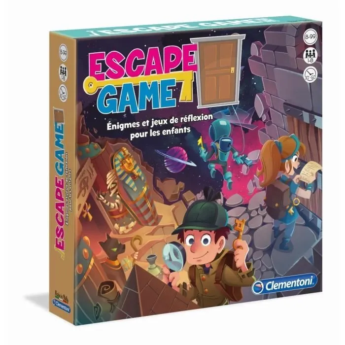 Clementoni - Escape Game - 3 pièces : Pharaon, Espace, Château - 1 à 8 joueurs-0