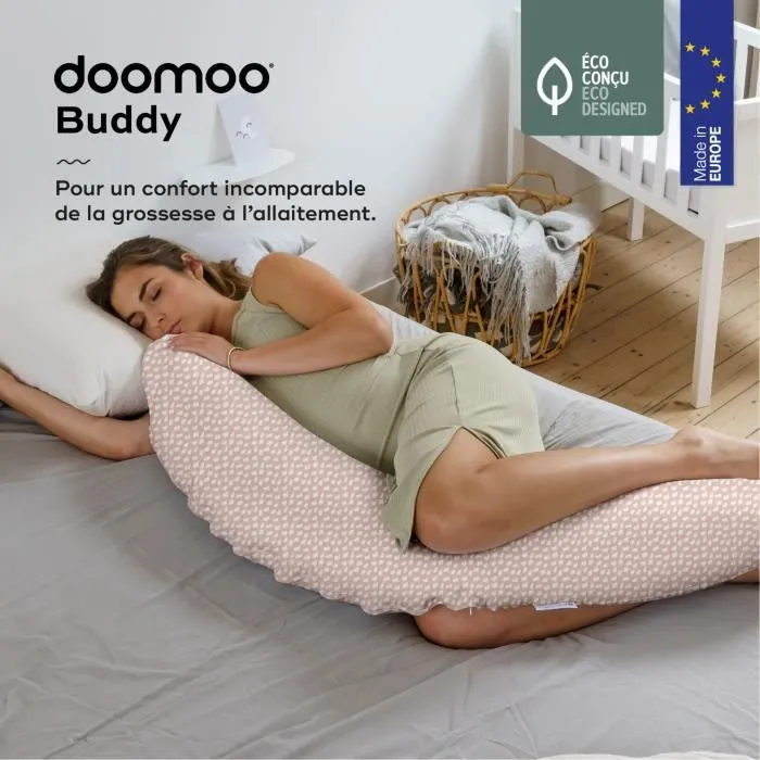 doomoo Coussin de Maternité et Coussin d'Allaitement Buddy, Ultra Confort, Certifié Oeko-Tex, Cloudy Pink-1