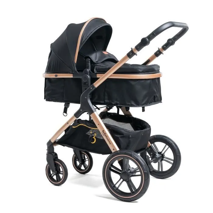 BEBELISSIMO - Poussette combinée trio 3 en 1 - siège auto 0m – nacelle – dès la naissance – jusqu’à 22kg – Gold Edition-3