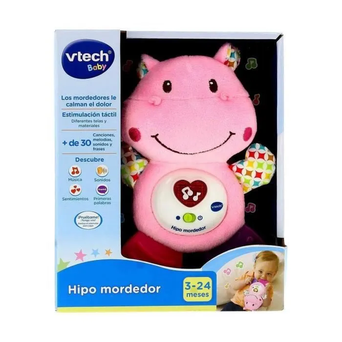 Anneau de dentition pour bébé Vtech Rose Hippopotame Jouet Peluche-0