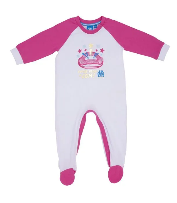 Grenouillère bébé fille OM   Collection officielle OLYMPIQUE DE MARSEILLE Rose-0
