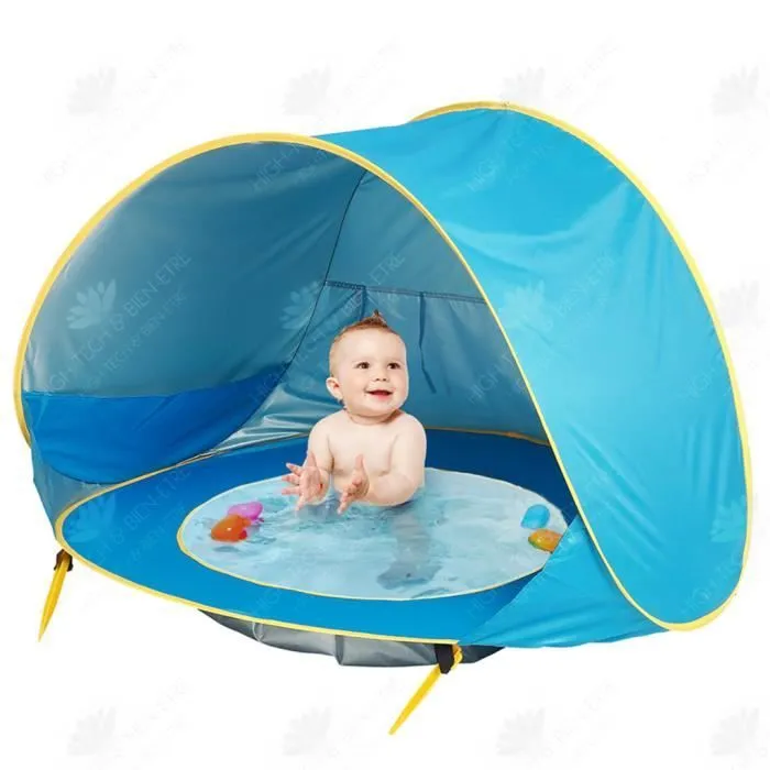 HTBE® Tente de plage pour bébé parasol protection solaire extérieure stockage pliable maille fine simple ouverture rapide-0