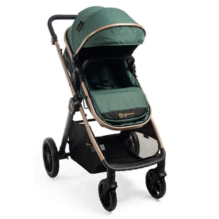 BEBELISSIMO - Poussette combinée trio 3 en 1 - siège auto 0+ IRIS – nacelle – dès la naissance – jusqu’à 22kg  - vert-4