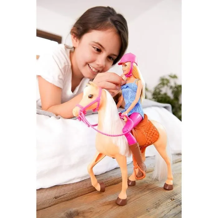 Barbie - Barbie et son cheval - Coffret Poupée Mannequin - 3 ans et + FXH13-3