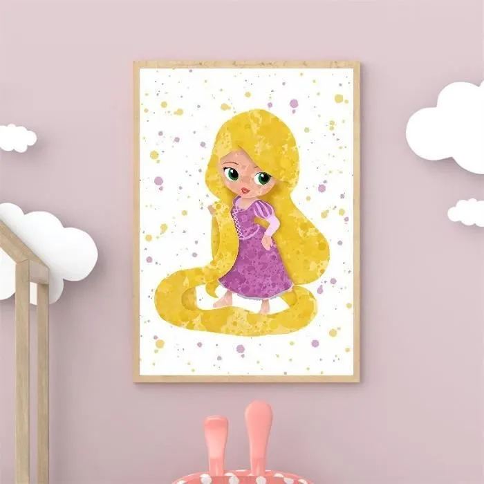 Toile Raiponce Princesse 30x40cm - Chambre Bébé Garcon Fille - Affiche Décorative Poster Décoration Maison-0