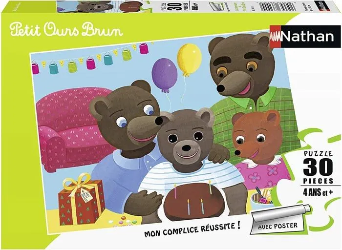 Puzzle Petit Ours Brun 30 pièces - Nathan - Anniversaire - Dessins animés et BD - Mixte-1