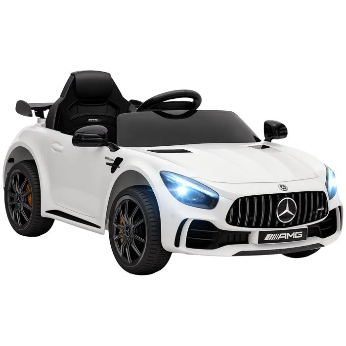 Voiture électrique enfants - AIYAPLAY - sous licence Mercedes-Benz AMG GTR - 12V - télécommande 2,4G - max. 5 km/h - phares - blanc-0