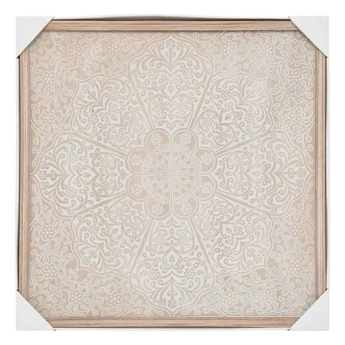 Atmosphera - Déco murale Inspiration orientale en Bois blanchie 60 x 60 cm Beige-1