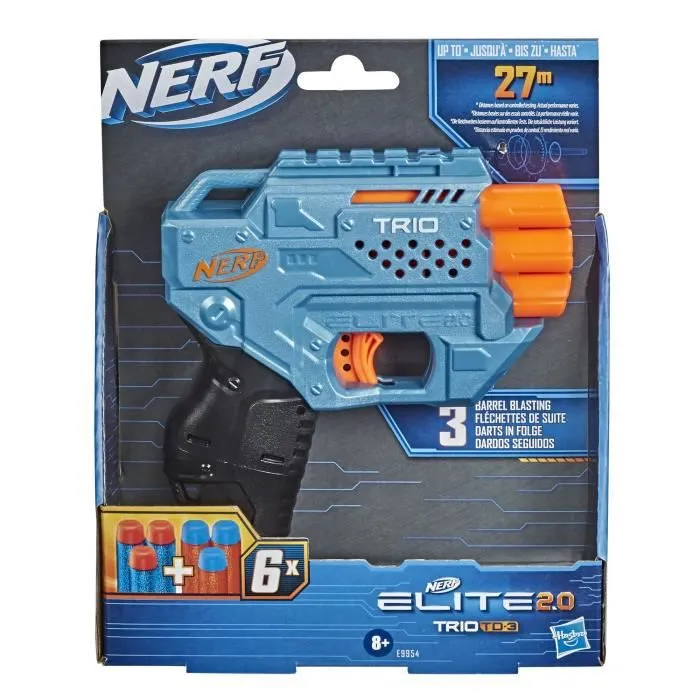 NERF - Elite 2.0 - Blaster Trio TD-3 - Pistolet à fléchettes personnalisable avec 6 fléchettes incluses-2