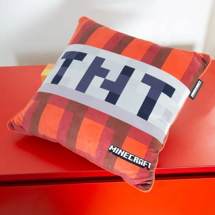 Coussin Décoratif Carré- ROBA - Minecraft – TNT – Tissu Velouté Ultra Doux – 38x38 cm-5