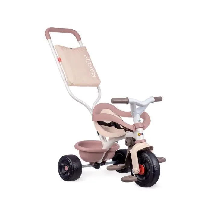 Smoby -Tricycle évolutif enfant Be Fun Confort - Rose - Canne parentale amovible - Repose-pieds rétractable-0