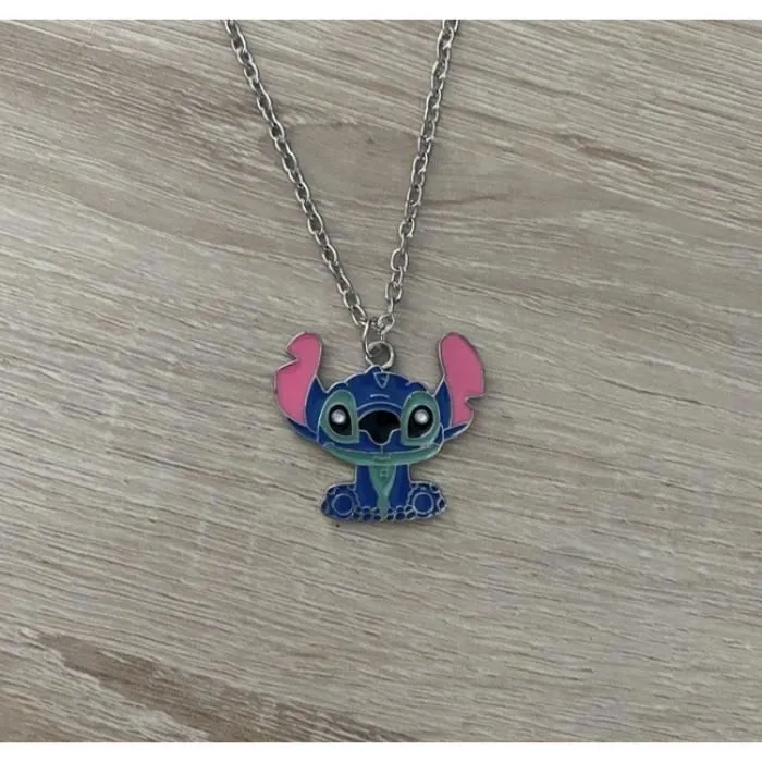 Collier stitch kawaii pendentif argenté bijoux fantaisies femme enfant cadeau lilo-1