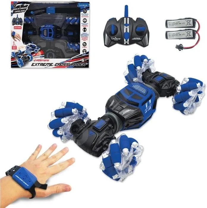 Bebeboutik Extreme Crosslander Voiture telecommandee Tout Terrain lumineuse et sonore rechargeable avec telecommande bracelet de controle