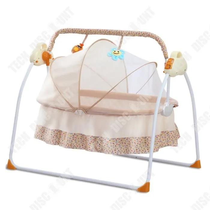 TD® Berceau électrique portable pliable chaise berçante intelligente coaxing berceau mère et bébé fournitures avec moustiquaire