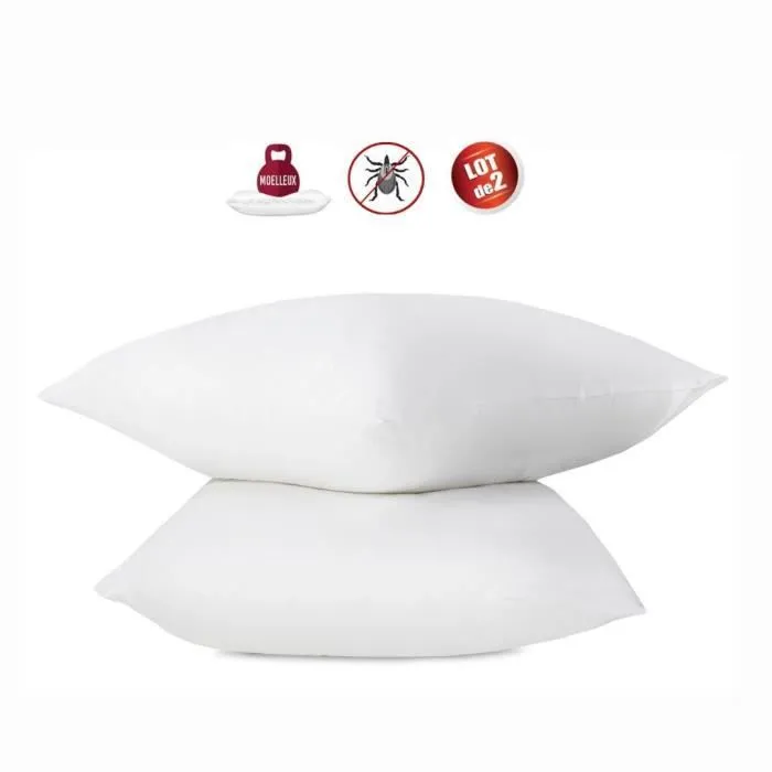 Lot de 2 oreillers anti-acariens - 60 x 60 cm - 100% coton traité Biome® - ABEIL-1
