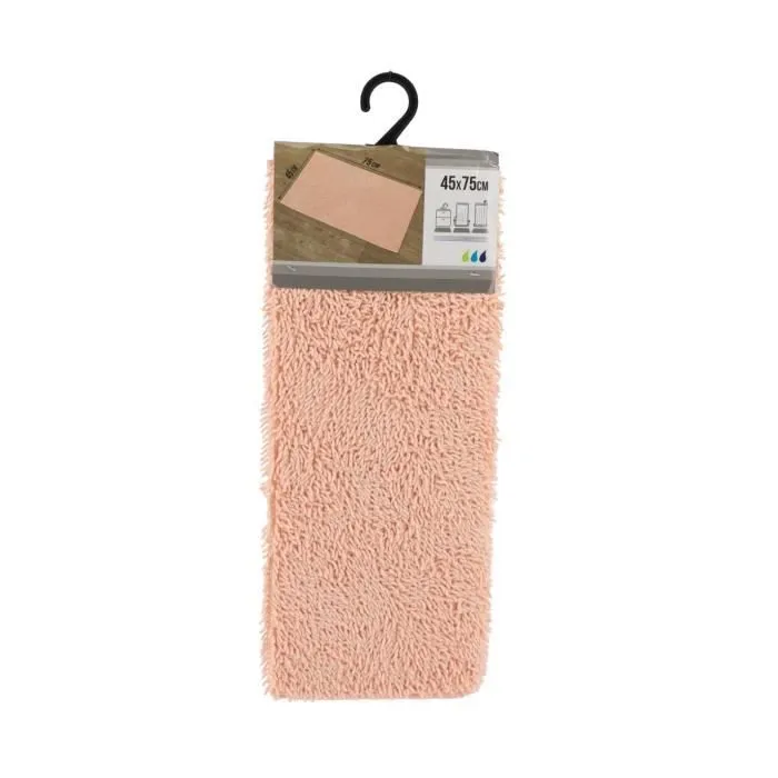 TENDANCE - Tapis de salle de bain en polyester Rose poudré 45 x 75 cm-0