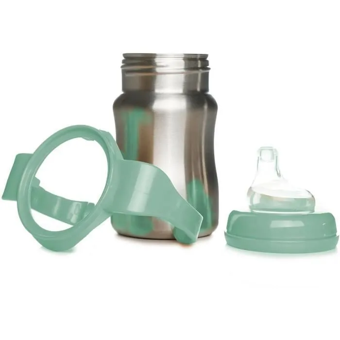 Tasse d'apprentissage - THERMOBABY - Inox - 180 ml - Vert Cactus - Ergonomique et anti-fuites-6