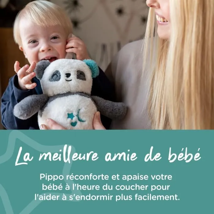TOMMEE TIPPEE, Peluche veilleuse de luxe avec CrySensor, 6 sons apaisants, USB, lavable en machine, Pippo le Panda-2