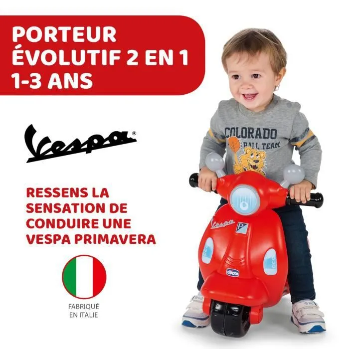 Porteur Scooter Vespa Primavera - Rouge - Sons et Lumières - CHICCO-1