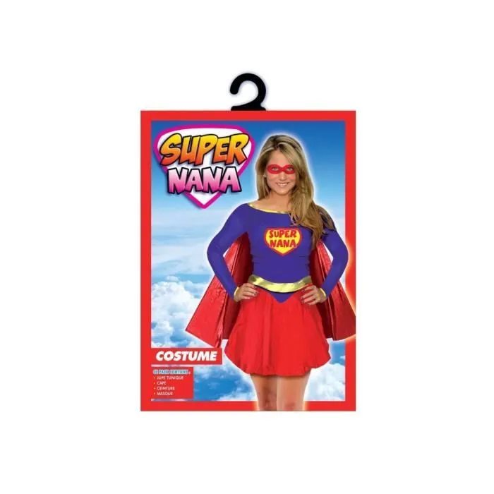 Déguisement Super Nana - Costume Enfant - Jupe tunique, ceinture, masque, cape - Blanc-1