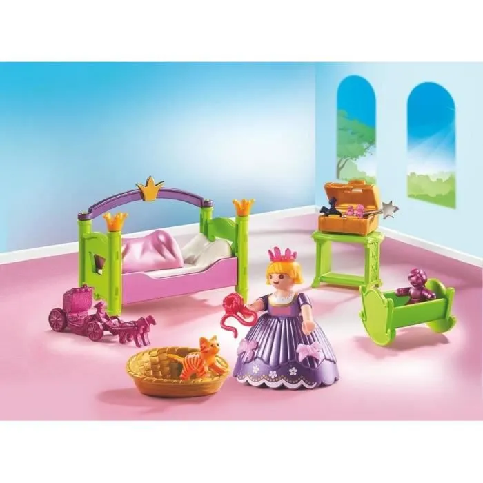 PLAYMOBIL - Princess - Chambre de Princesse - Coffre doré - Chat - Lit - Jouets - Fille - 4 ans-1