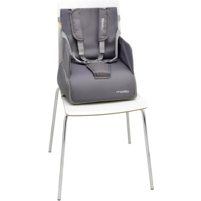 Réhausseur de Chaise nomade - MAÏKA - Gris Anthracite - Harnais 5 points - Pour bébé de 6 mois à 3 ans-3