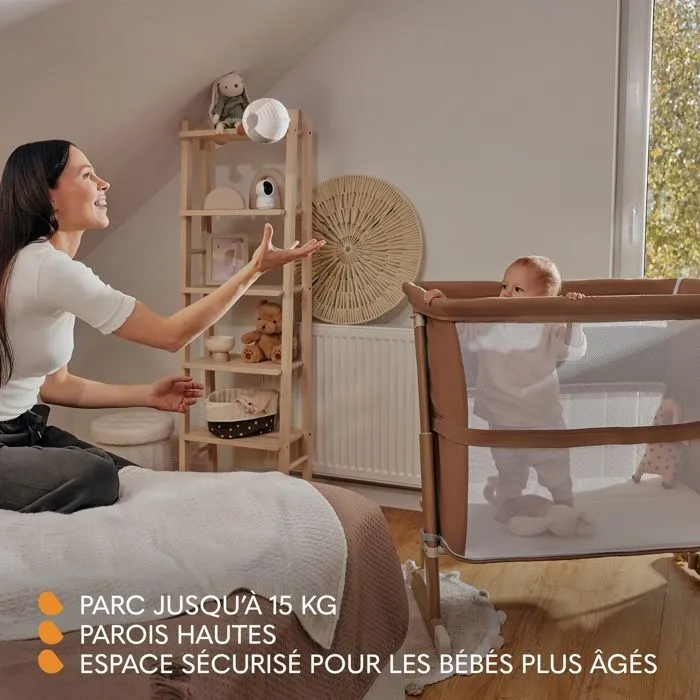 Lit bébé 5en1 LIONELO Thomi Plus - Lit Cododo - Barceau Bebe - Parc bebe - Canapé-lit - Jusqu'à 100 kg - 2 matelas - Caramel-5