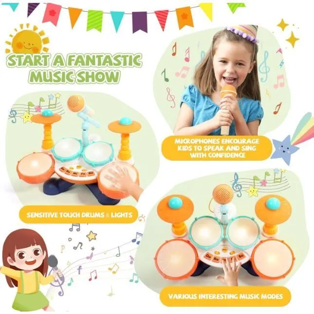 Batterie Jouet Bebe 1an-Instruments de Musique Enfants Tambour Enfant Jouet1 2an Jeux Cadeau Paques Enfant 1 2Ans Bébé Fille garçon-3