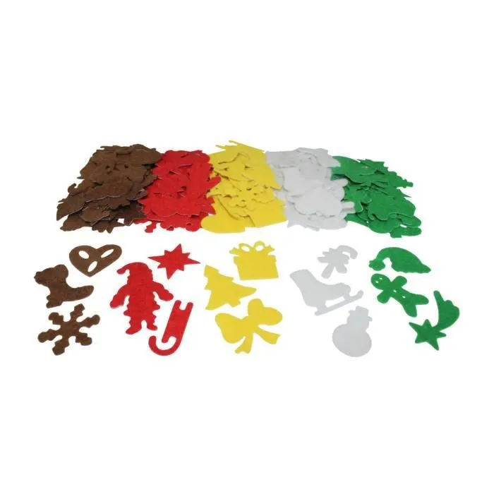 Gommettes en Feutrine Adhésives - Sodertex - Thème Noël - 150 Pièces - 2 Tailles - 5 Couleurs-1