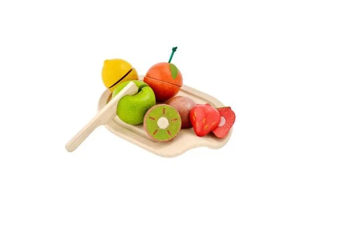 Assortiment de fruits en bois - PLAN TOYS - 18,5 x 7,5 x 19 cm - Mixte - A partir de 18 mois-0