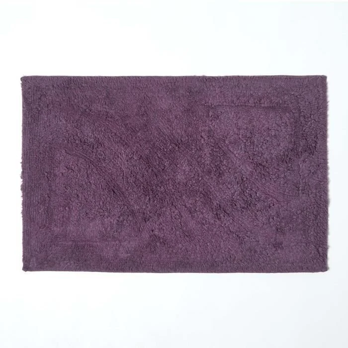 Tapis de bain haut de gamme 2 pièces Aubergine - HOMESCAPES - Violet - Adulte - 50 x 80 cm & 50 x 55 cm-1