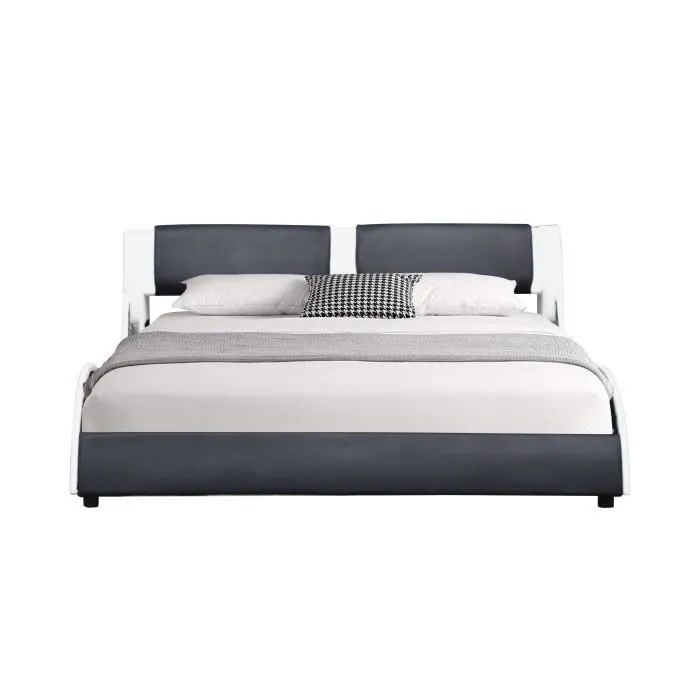 Lit - BLANC & Noir - 140x190 - MDF - 1 place - Contemporain - Design-3