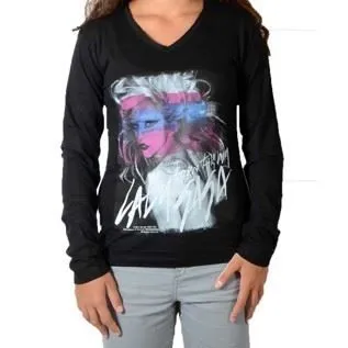 Tee Shirt Little Eleven Paris Gaga LS Mixte Garçon   Fille  Lady Gaga Noir - Noir-3