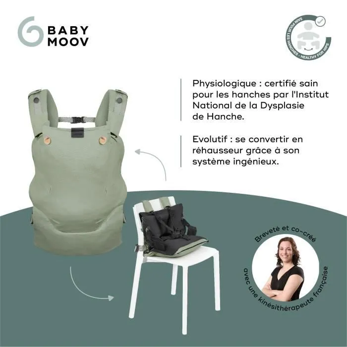 Babymoov Porte-bébé physiologique, évolutif en Réhausseur nomade Moov & Boost, Vert-2