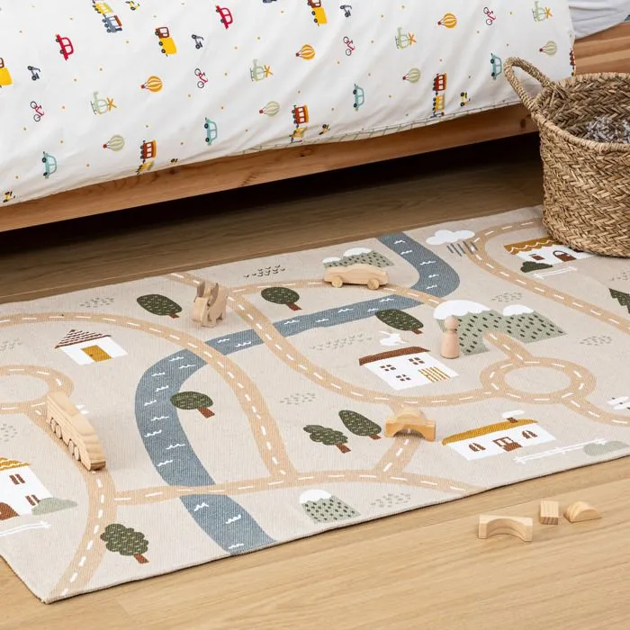 Tapis enfant route Niels Jute 100x150cm - Atmosphera createur d'interieur - Multicolore-2