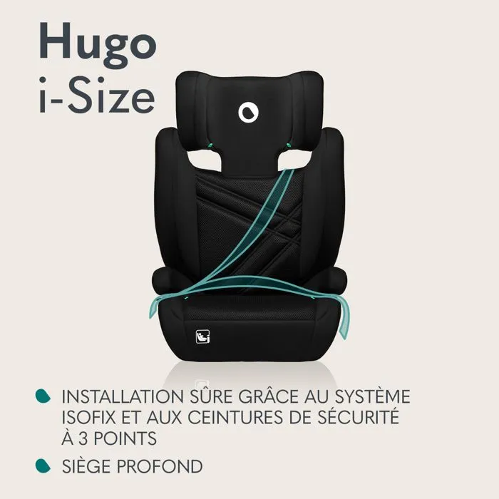 Siège-auto bébé évolutif LIONELO Hugo i-Size - ISOFIX - 100-150 cm - Groupe 2/3 - Têtière réglable en hauteur - Noir-4