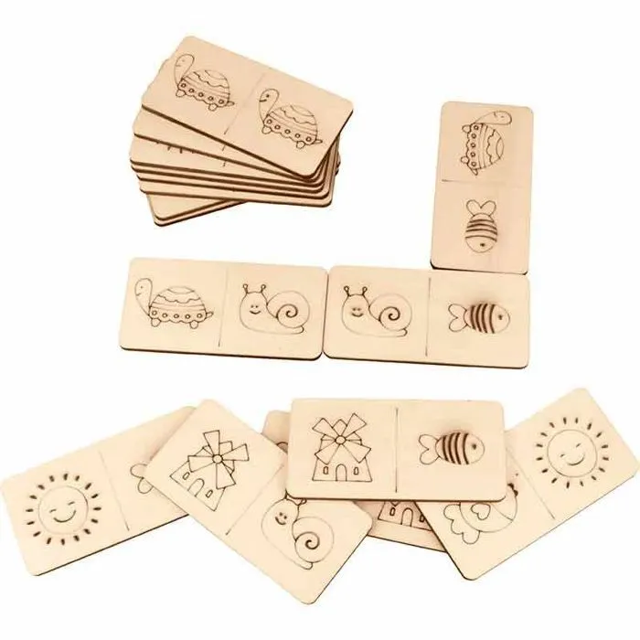 Jeu de société - Bois - Dominos à colorier - 24 pièces - Mixte - À partir de 4 ans-1
