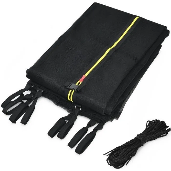 COSTWAY Filet de Sécurité pour Trampoline 366 cm 12FT-8 Poteaux Droits-Fermeture Eclair Double et Boucles de Protection-PE-Extérieur-0