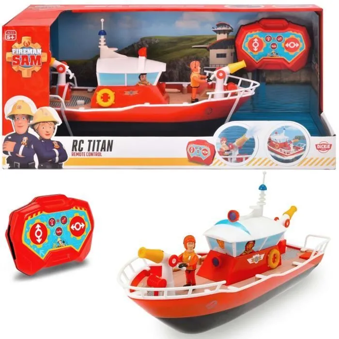 Bateau télécommandé Fireman Sam Titan - Dickie Toys - Jouet Naval - Rouge - Enfant - 5 ans-3