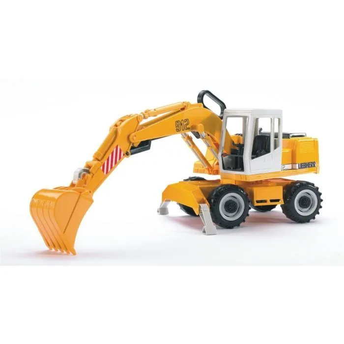 Pelleteuse Liebherr - BRUDER - Modèle 2426 - Bras articulé - Pieds stabilisateurs - Jaune et Noir-0