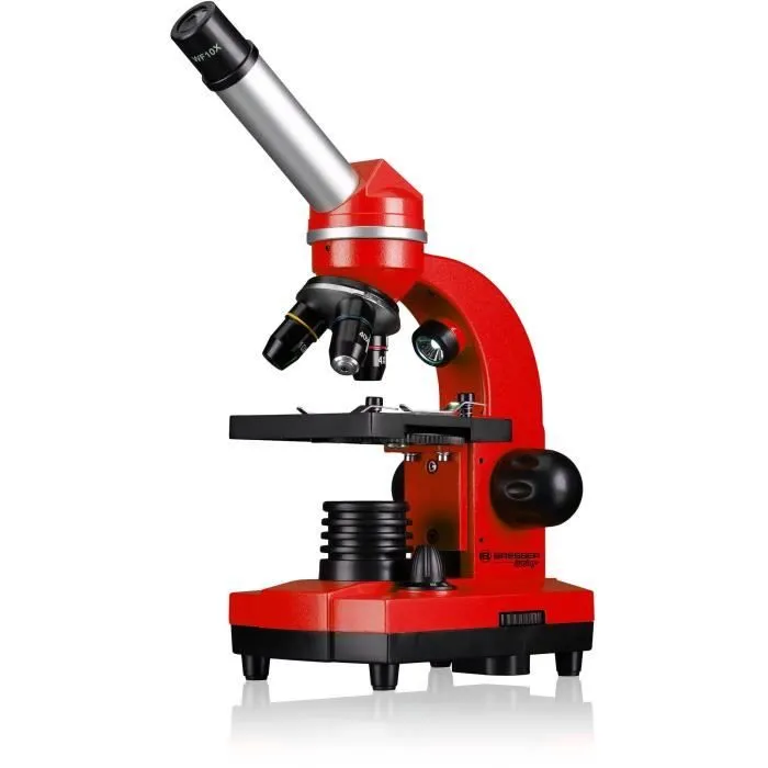 Microscope étudiant BIOLUX SEL - BRESSER JUNIOR - grossissement 40x-1600x - kit d’expérimentation - rouge-1