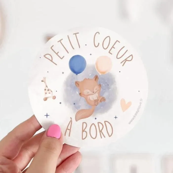 Autocollant Bébé à Bord Voiture, Petit Coeur à Bord, Garçon Fille Mixte, Waterproof Résistant Pluie et Soleil (12,5cm de diamètre)-3