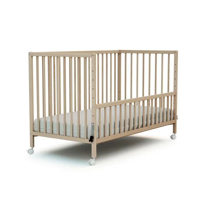 WEBABY - Lit bébé cododo en bois avec roulettes 60 x 120 LIO  Hêtre Brut - Taille unique-0