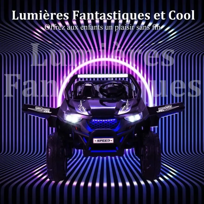 COSTWAY Voiture Electrique Enfant 12V/7Ah, 2-4 km/h, 2 Place, Télécommande 2,4G pour 3-8 Ans, MP3, USB, Radio, Lumineux, Klaxon Noir-1